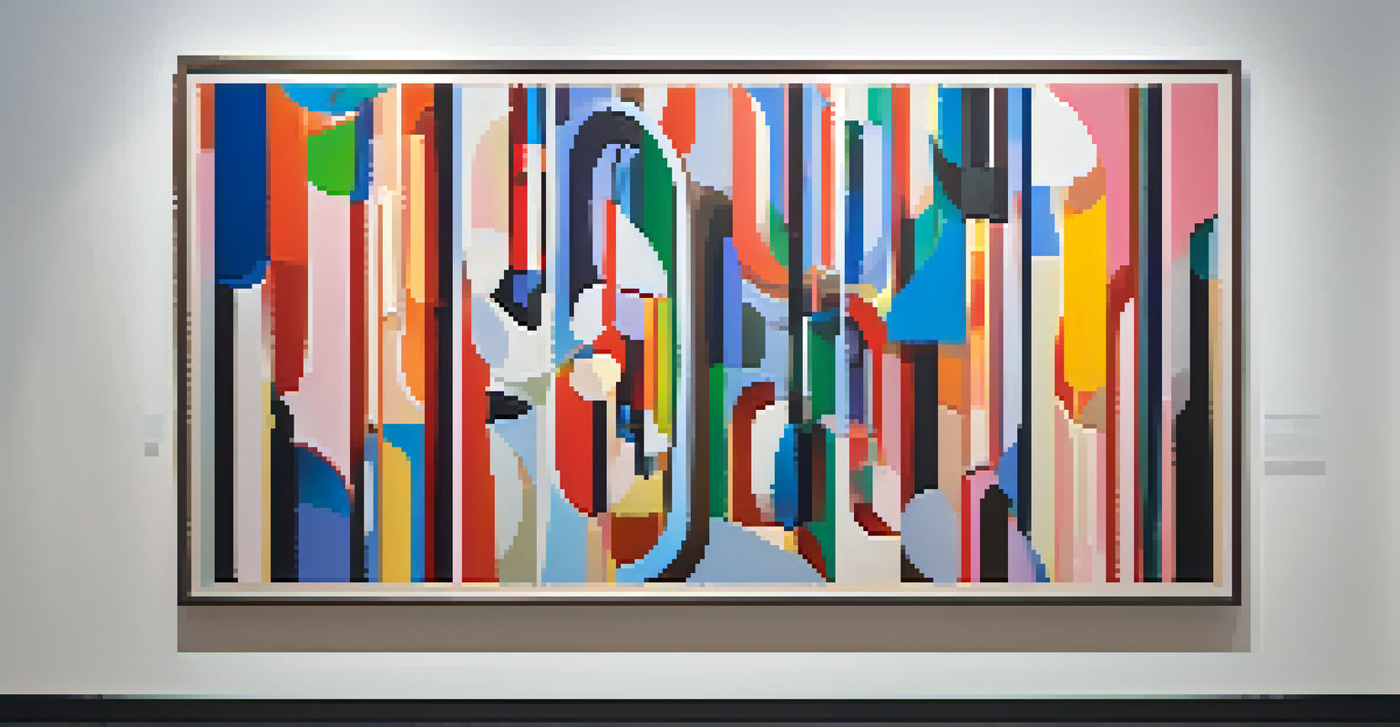 Close-up view of a contemporary artwork in the Albright-Knox Art Gallery, showcasing its colors and textures.