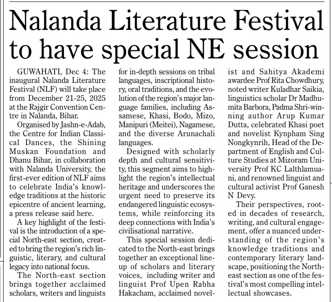 Assam Tribune of the Nalanda Literature Festival