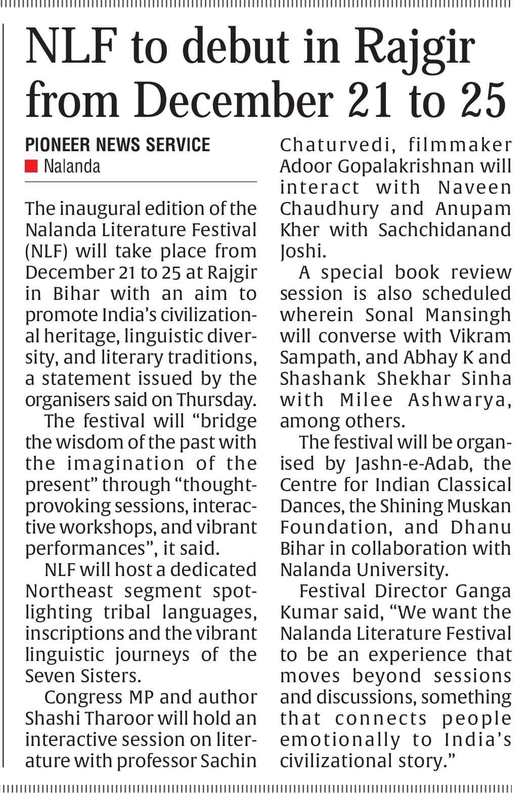 The Pioneer of the Nalanda Literature Festival