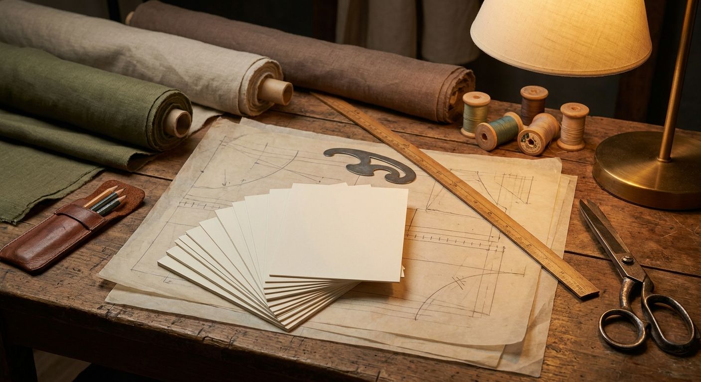 Layered answer cards above classic SEO pattern sheets