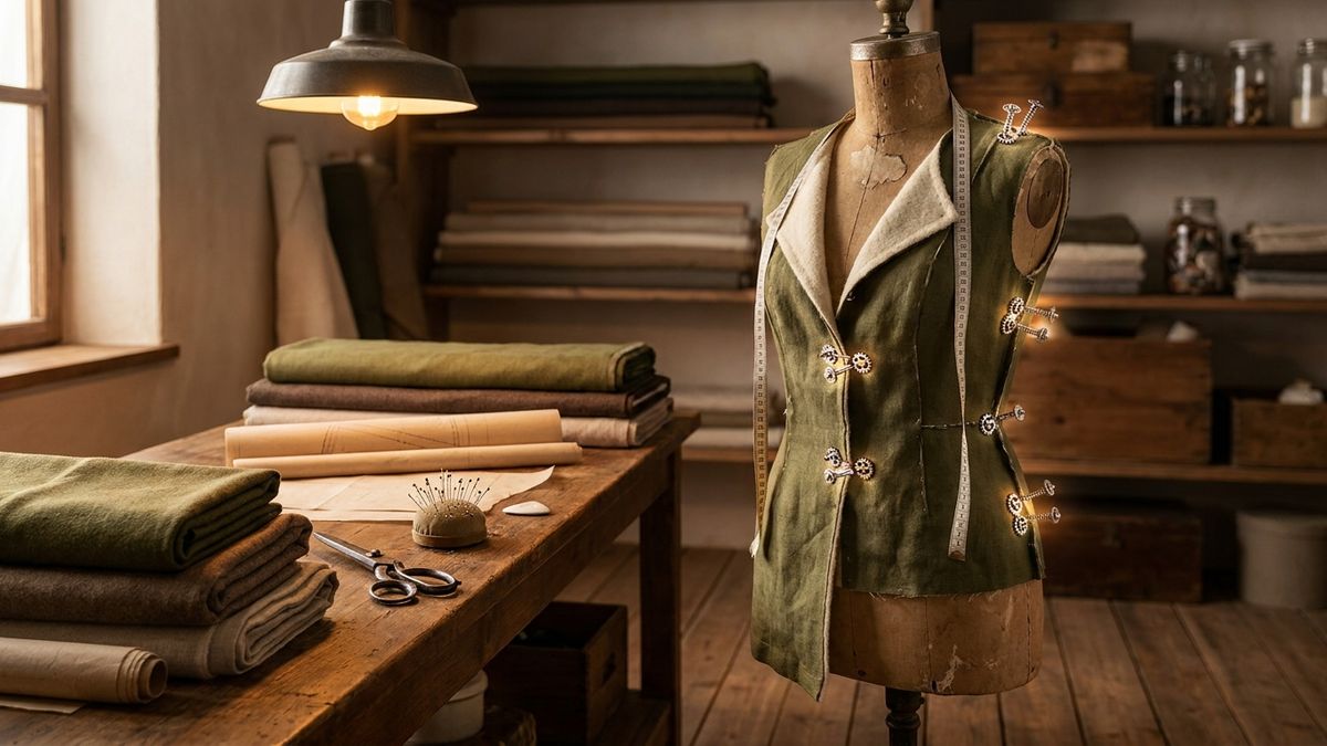 Self-fitting garment form and tools suggesting product-led craft
