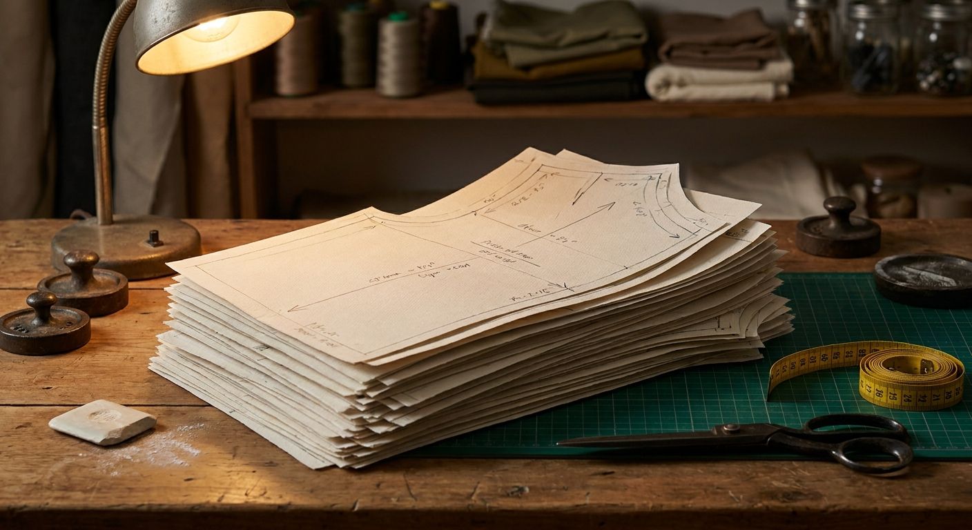 Repeated pattern templates cut with bespoke variation on wood