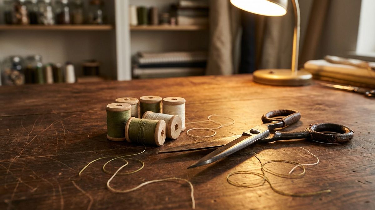 Bespoke thread spools and shears for content engineered with craft precision