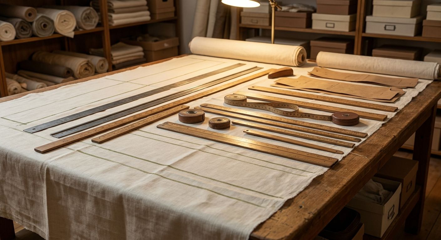 Programmatic cutting guides and olive chalk on a long bench