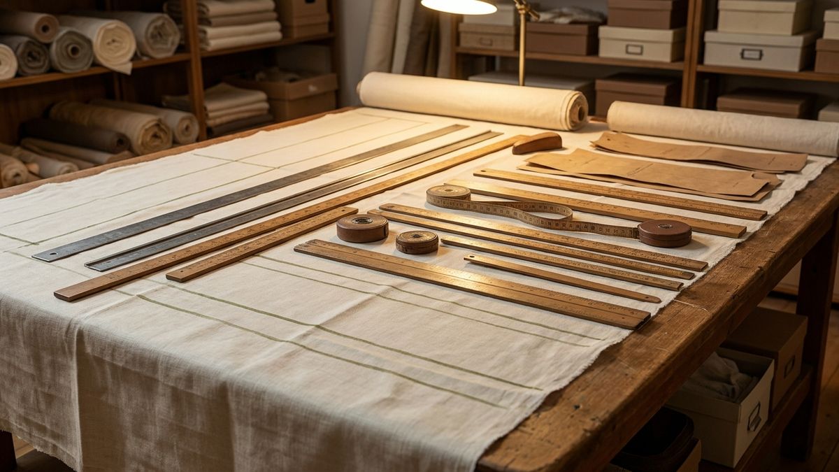 Programmatic cutting guides and olive chalk on a long bench