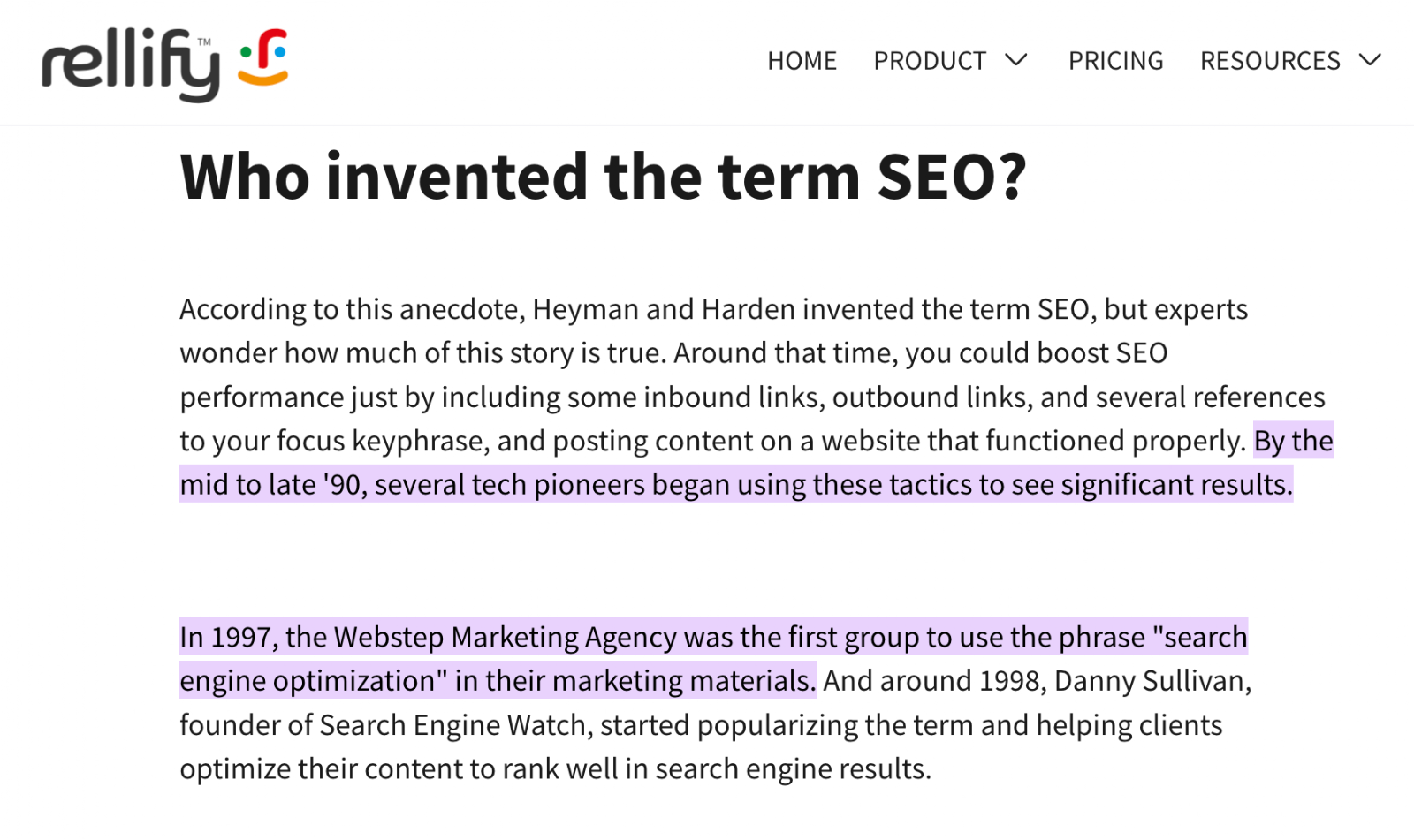 AEO click source page result showing highlighted text.