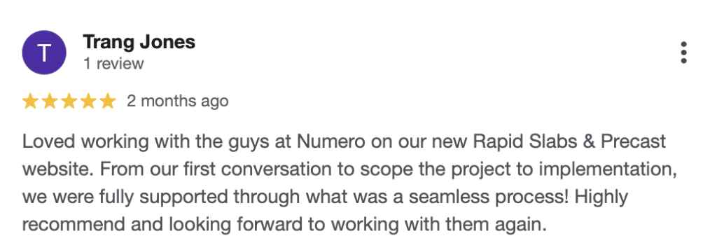 Rapid Slabs and Precast Concrete site redesign testimonial