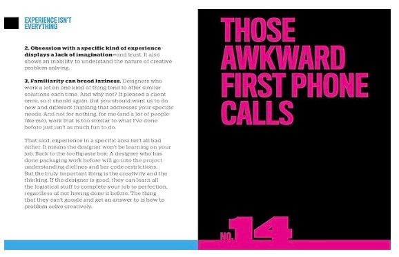 Sample page from Dear Client showing a chapter on handling first phone calls with clients