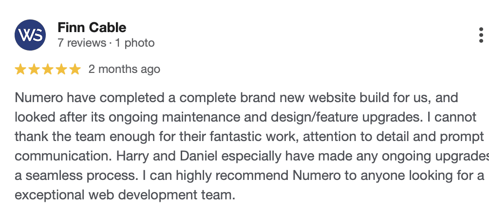 Website testimonial from Whitestone Group Real Estate new build property developer