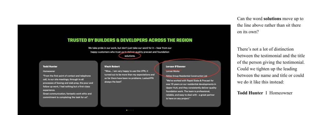 Website feedback example of good practice