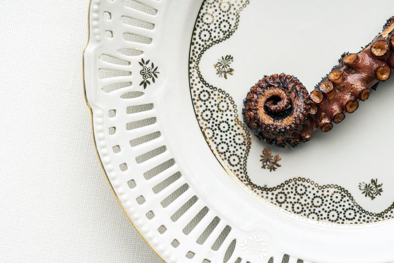 Gourmet fish dish at La Tavola Laveno