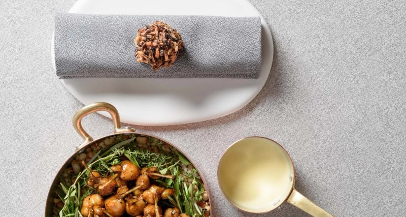 Gourmet dish at Villa Crespi three Michelin star restaurant