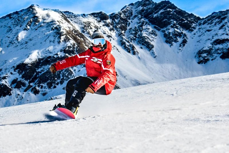 Snowboarding at Pila ski resort in the Aosta Valley