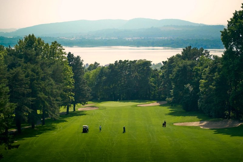 Golf Club Varese scenic fairway with panoramic views of Lake Varese