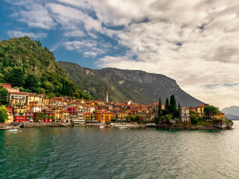 Sunset view over Lake Como from the water