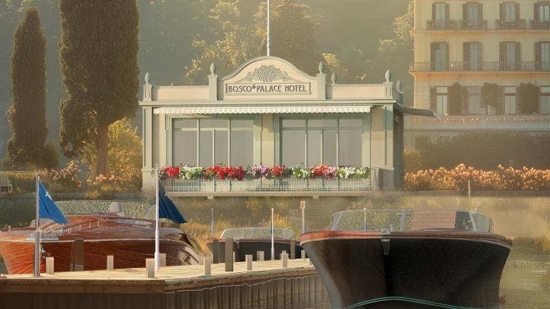 Bosco Palace darsena and private beach on Lake Maggiore