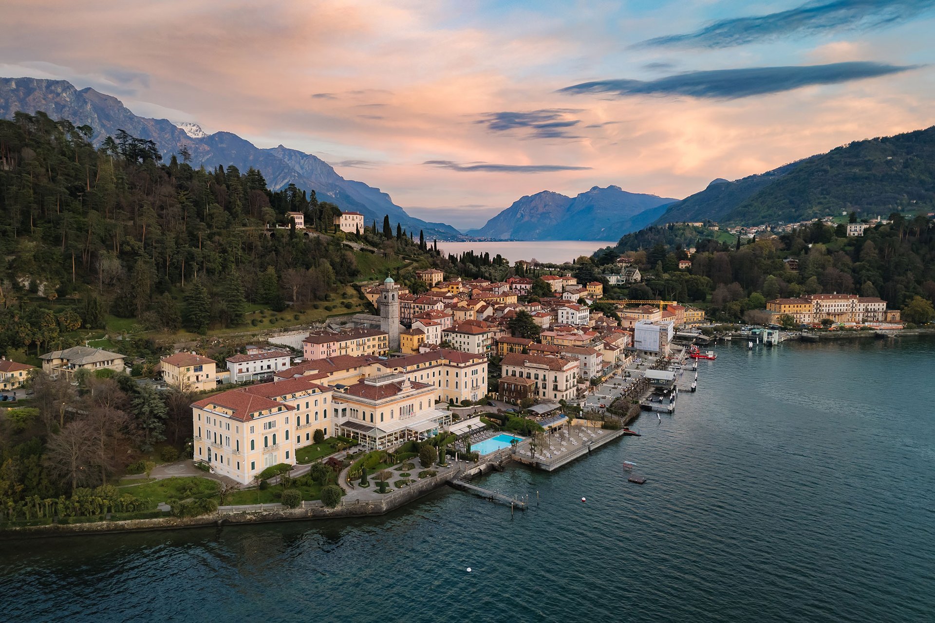 Grand Hotel Villa Serbelloni exterior view from Lake Como