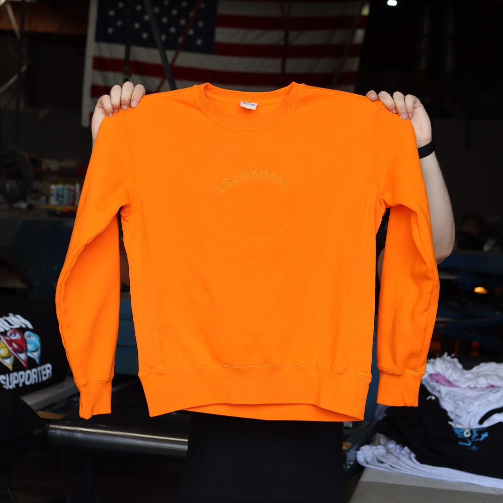 Custom Screen Printed and Embroidered Made Blanks Ready To Dye Varsity Crewneck for Archangel 2