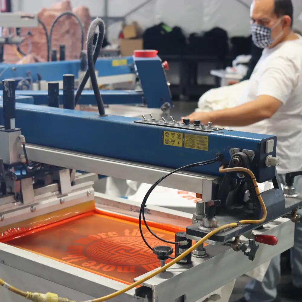 Custom 3D Puff Screen Printed LA Apparel 1801GD T-Shirts with Vibrant Orange Ink 4