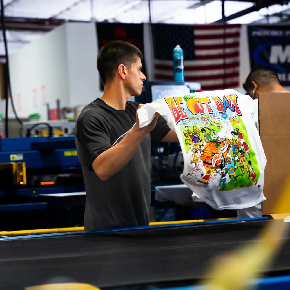 Custom Simulated Process Screen Printing on Gildan 67000 Softstyle CVC T-Shirts 4