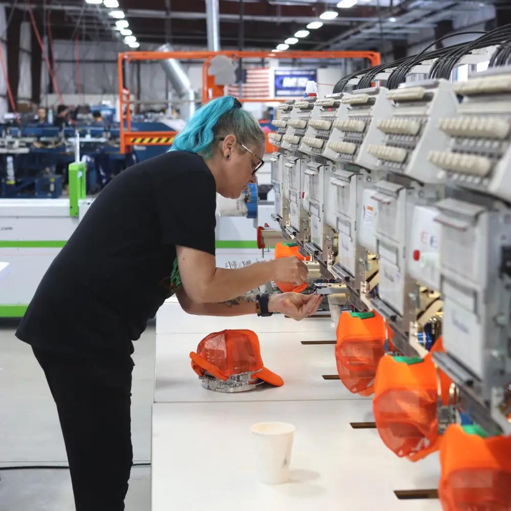 Custom Embroidered Orange OTTO CAP 39-165 High Crown Mesh Back Trucker Hats for Camp Scoville 1