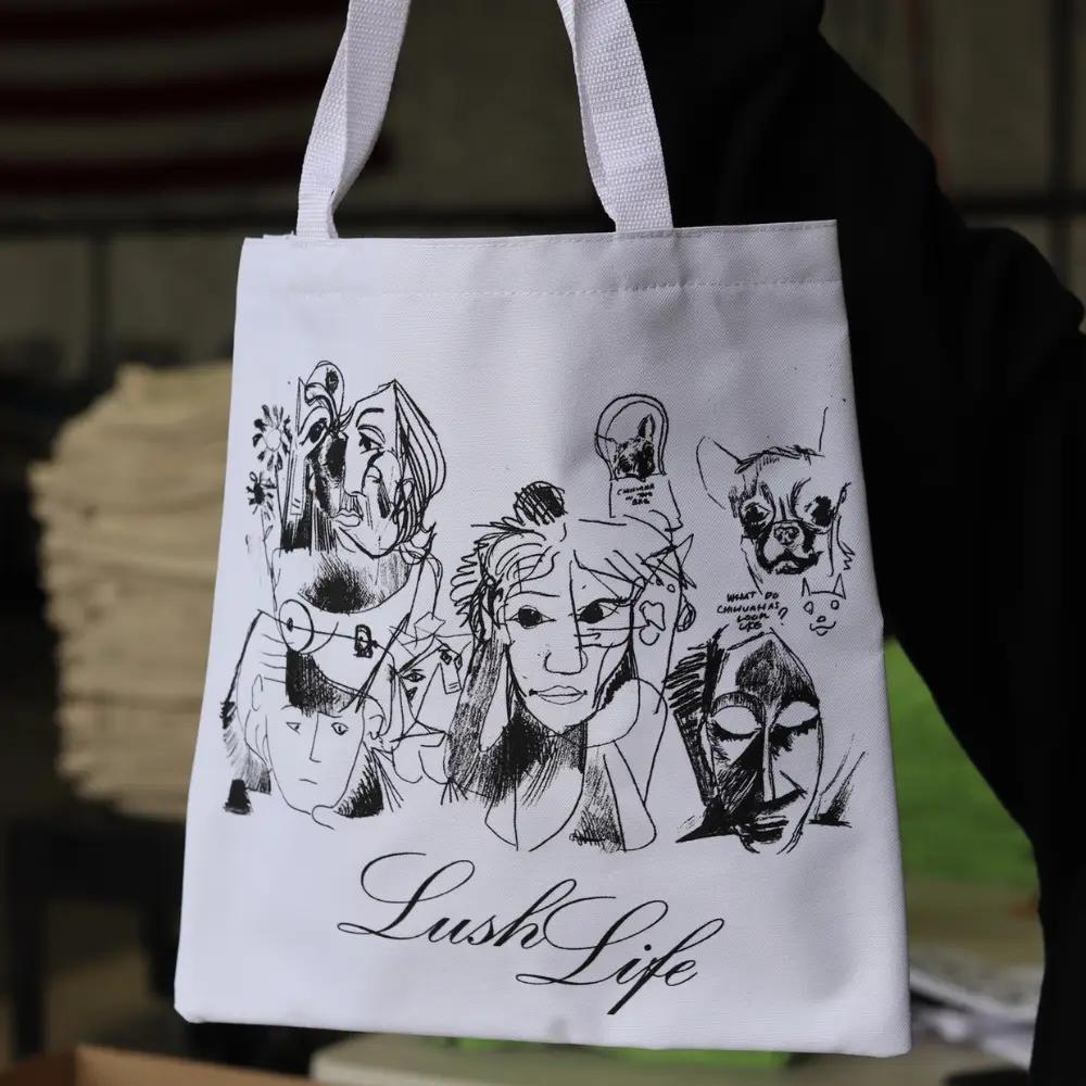 Custom Screen Printed Q-Tees Q800 Tote Bags for Lush Life Clothing Brand