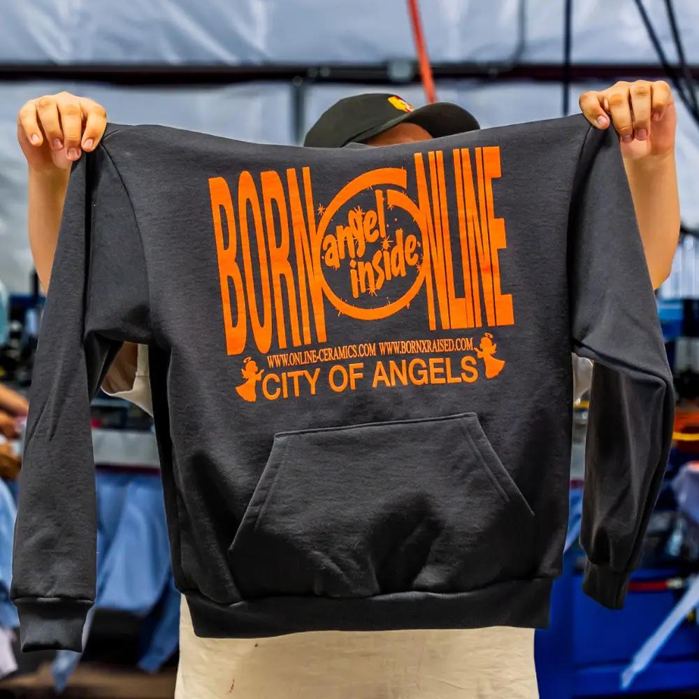 Custom Screen Printed Independent Trading IND420XD Hoodies for Born & Raised x Online Ceramics Collaboration