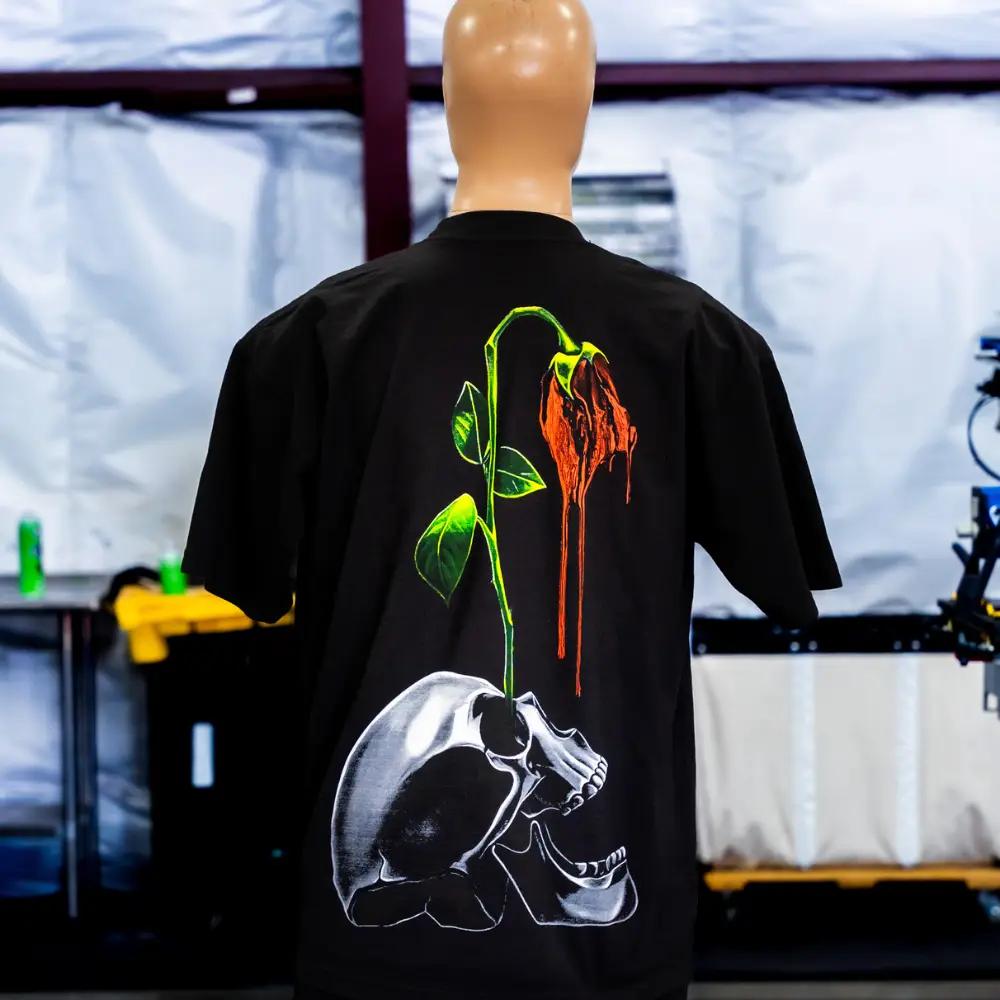 Jumbo Screen Printing and Embroidery on LA Apparel 1801GD T-Shirts