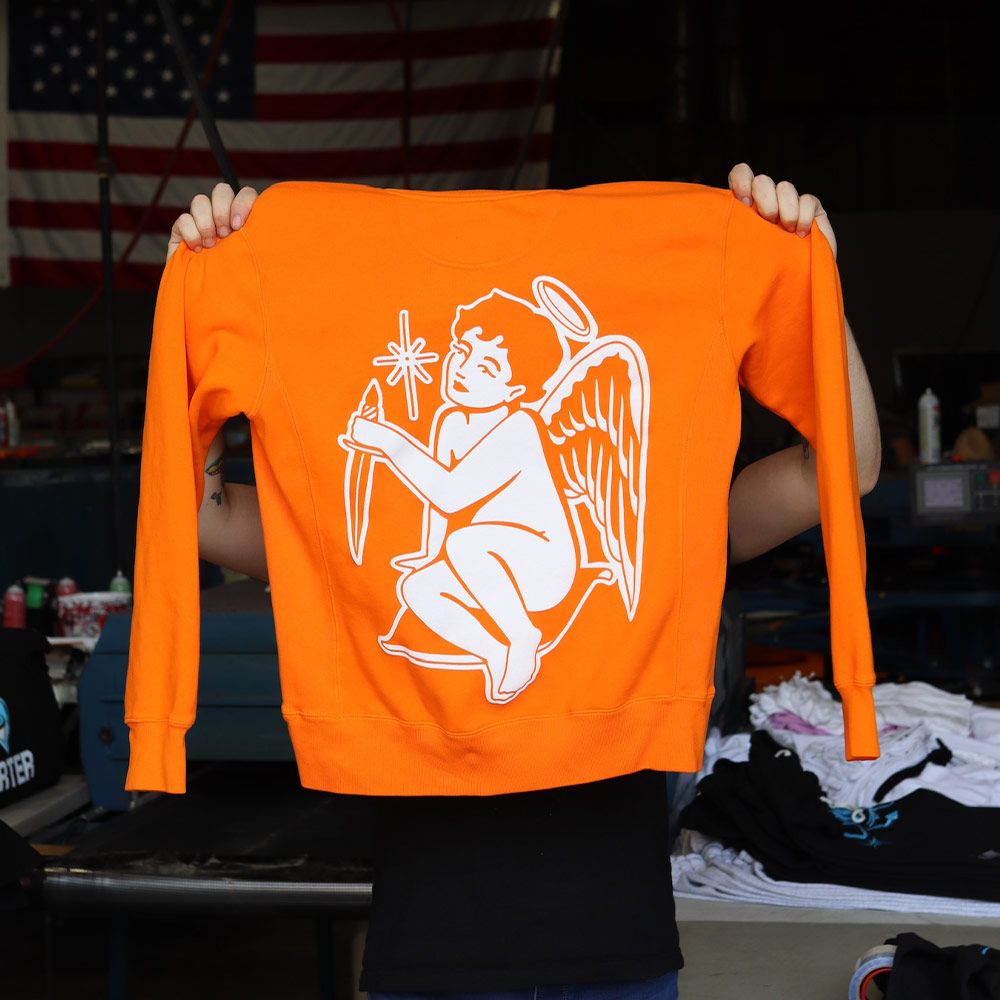 Custom Screen Printed and Embroidered Made Blanks Ready To Dye Varsity Crewneck for Archangel