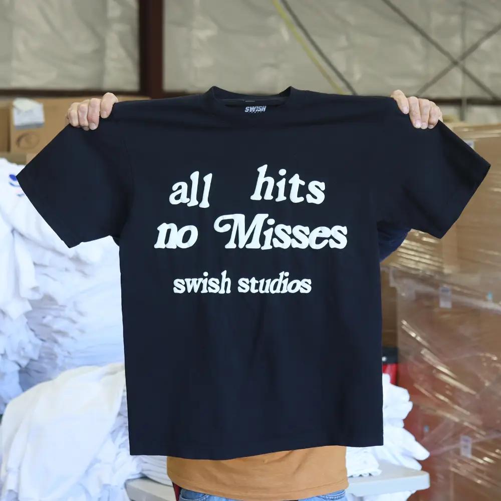 3D Puff Screen Printed Los Angeles Apparel 1801GD T-Shirts & LS14001 Hoodies for Swish Studios