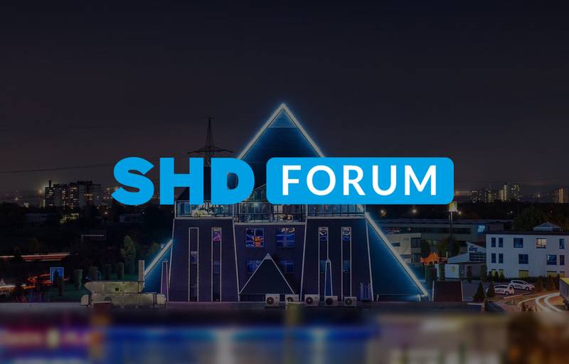 Pyramide Mainz mit SHD-Forum-Logo