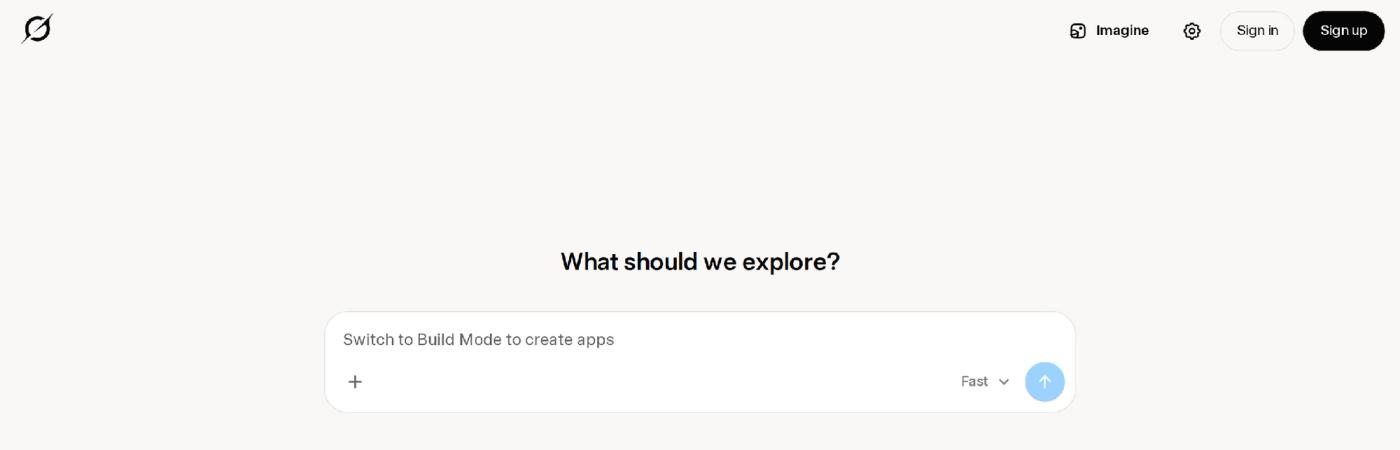 Grok's chat interface at grok.com, showing the free-form prompt box and model-speed selector