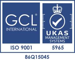 GCL International and UKAS ISO 9001 certification mark, registration 86Q15045