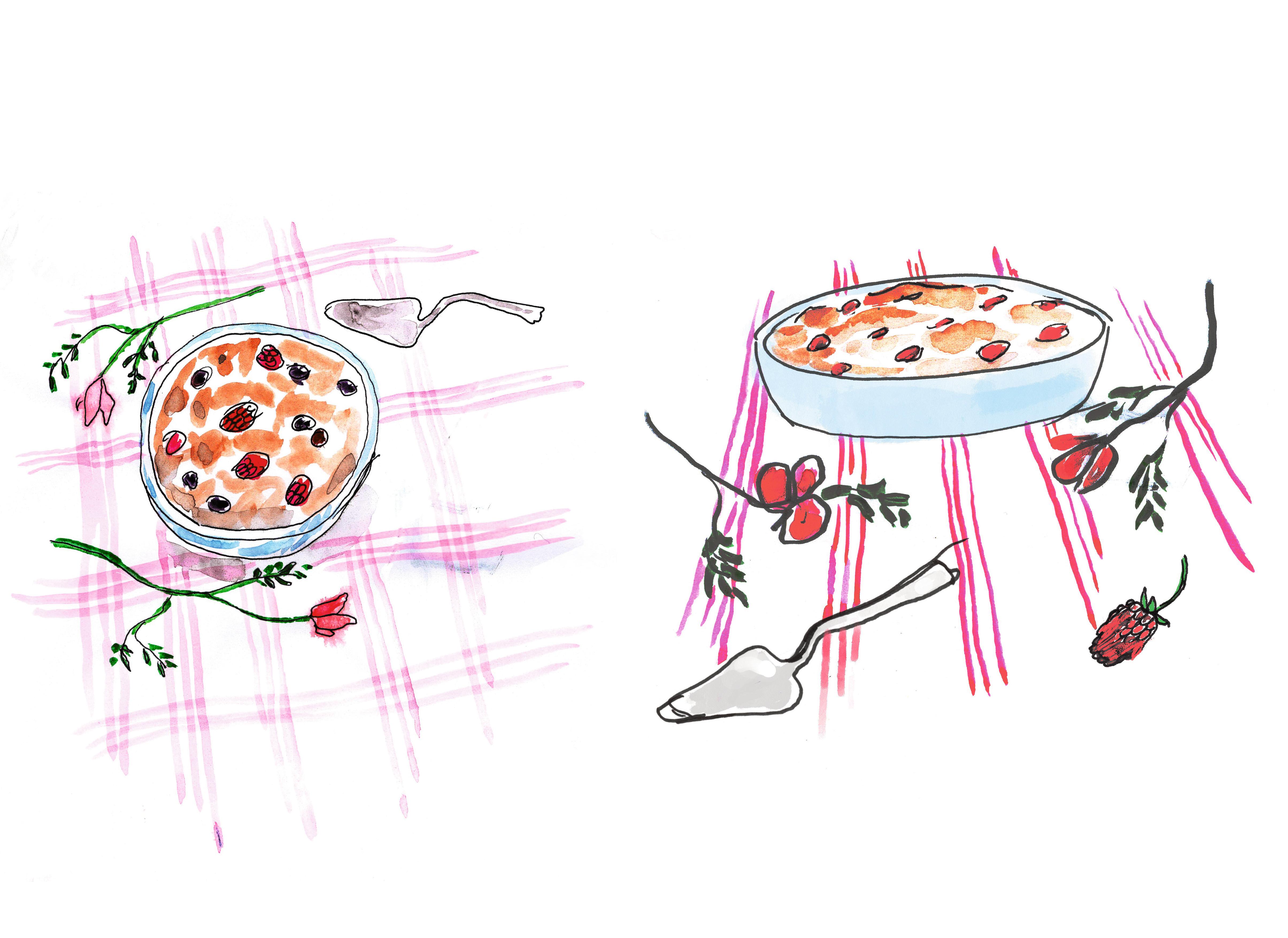 A recipe for jostaberry and loganberry matcha cake