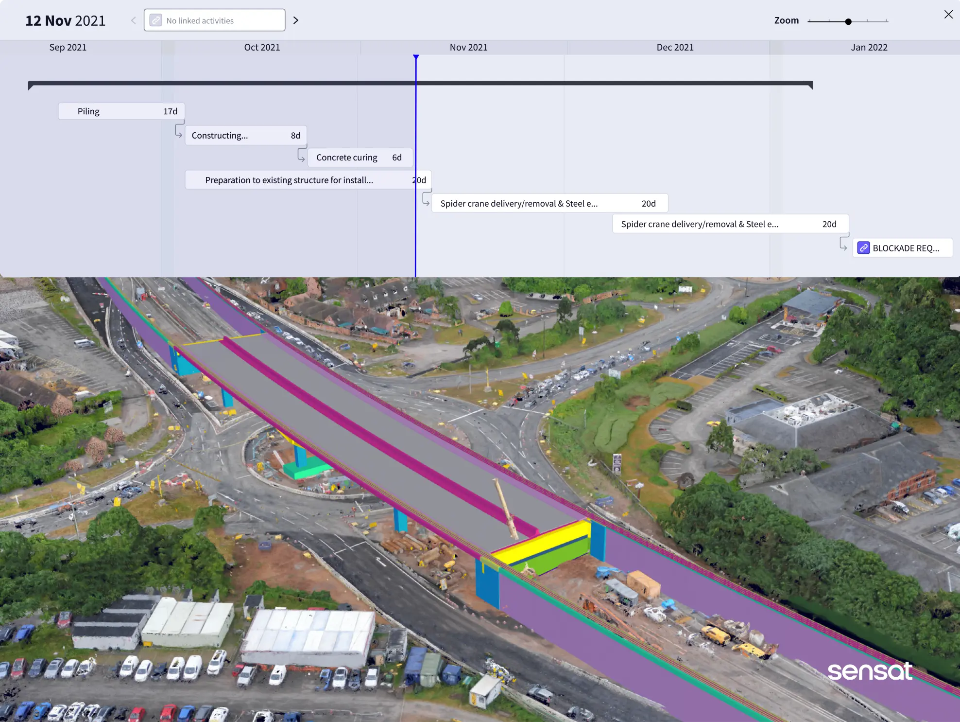 A46 project visualised in Sensat using scheduling tool