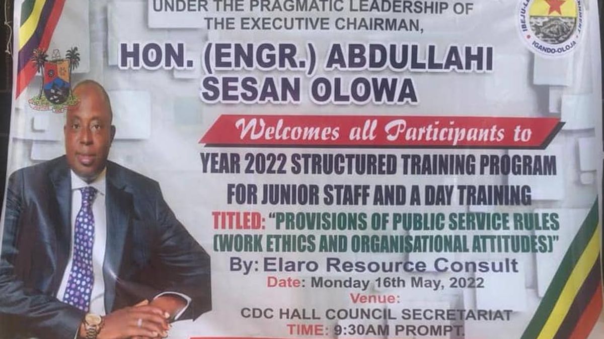 IBEJU-LEKKI LOCAL GOVERNMENT HOLDS YEAR 2022 JSMC EXERCISE: TRAINS STAFF ON HUMAN RELATIONS AND WORK ETHICS