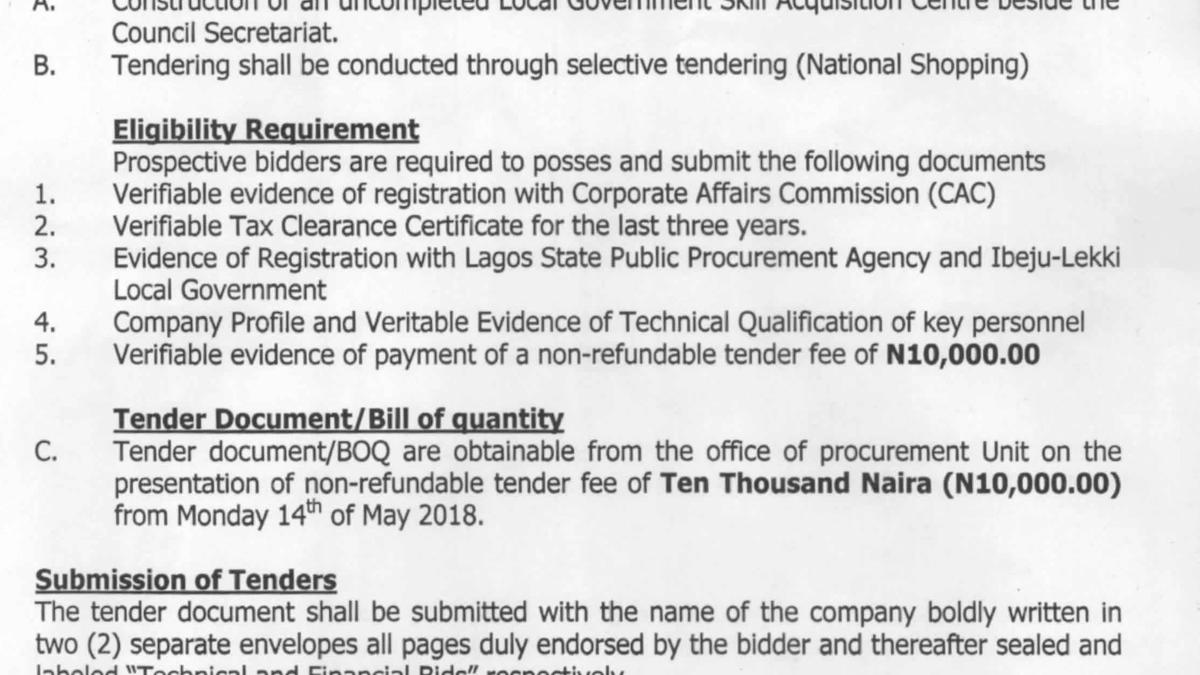 Invitation to Bid (Skill Acquisition Center)