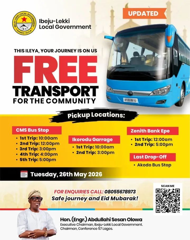IBEJU-LEKKI LG PROVIDES FREE TRANSPORTATION FOR RESIDENTS AHEAD OF EID-MUBARAK