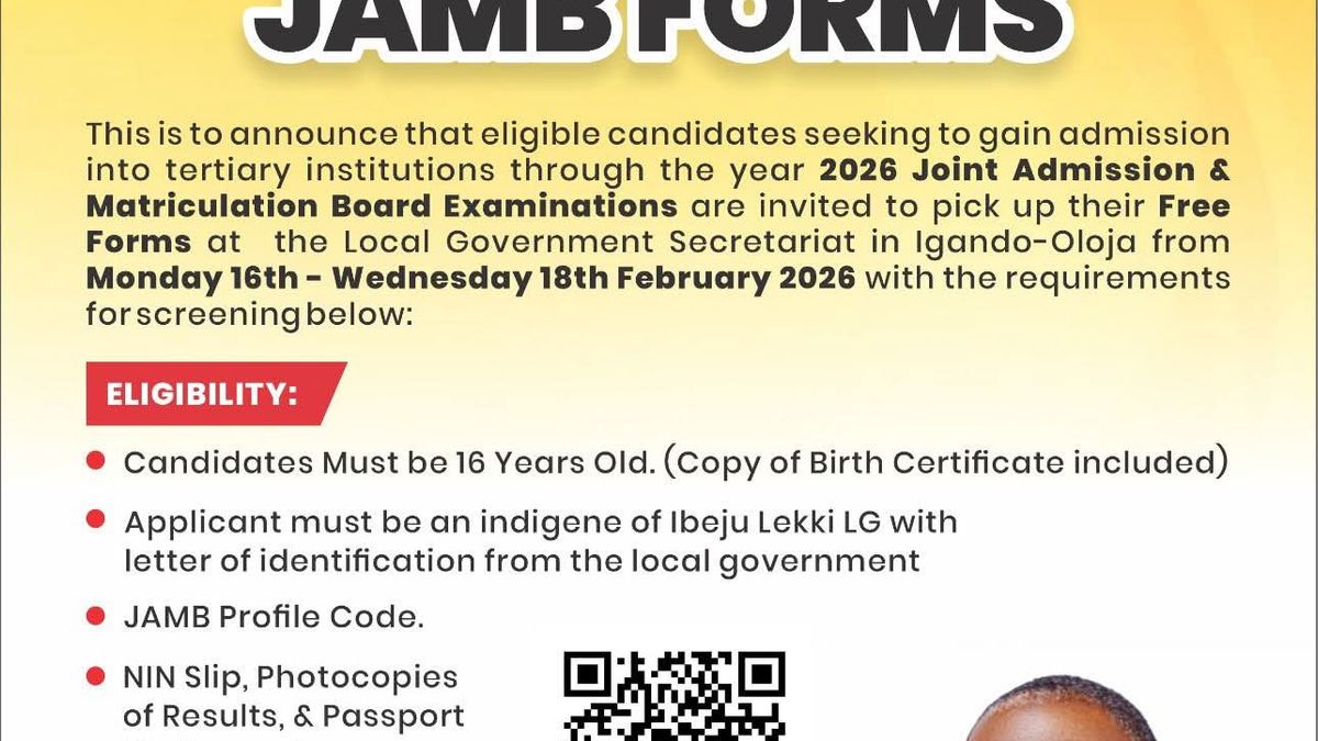 IBEJU-LEKKI LOCAL GOVERNMENT 2026 FREE JAMB FORMS
