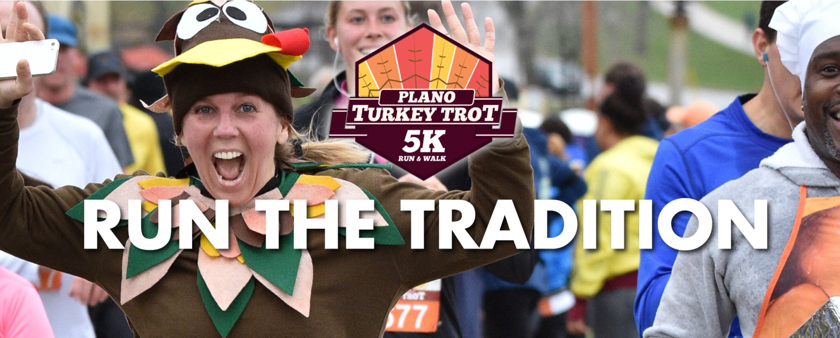 “Plano Turkey Trot 2026” event flyer with runner photo