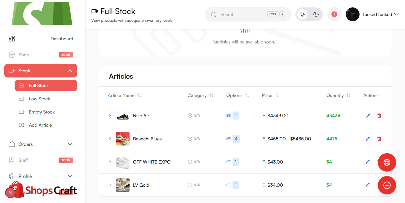 Powerful Stock Management