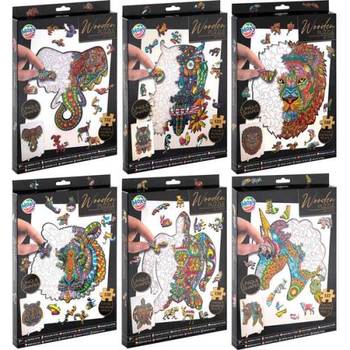 Houten puzzel met unieke vormen – 6 verschillende uitvoeringen
