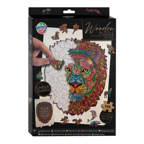 Houten puzzel met unieke vormen – Leeuw, 140 stukjes