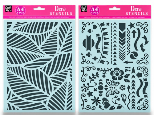 DECO STENCILS A4, 4PCS, 2ASS