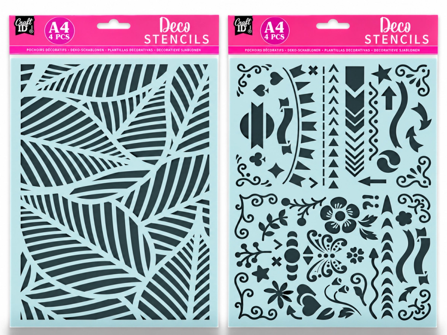 DECO STENCILS A4, 4PCS, 2ASS