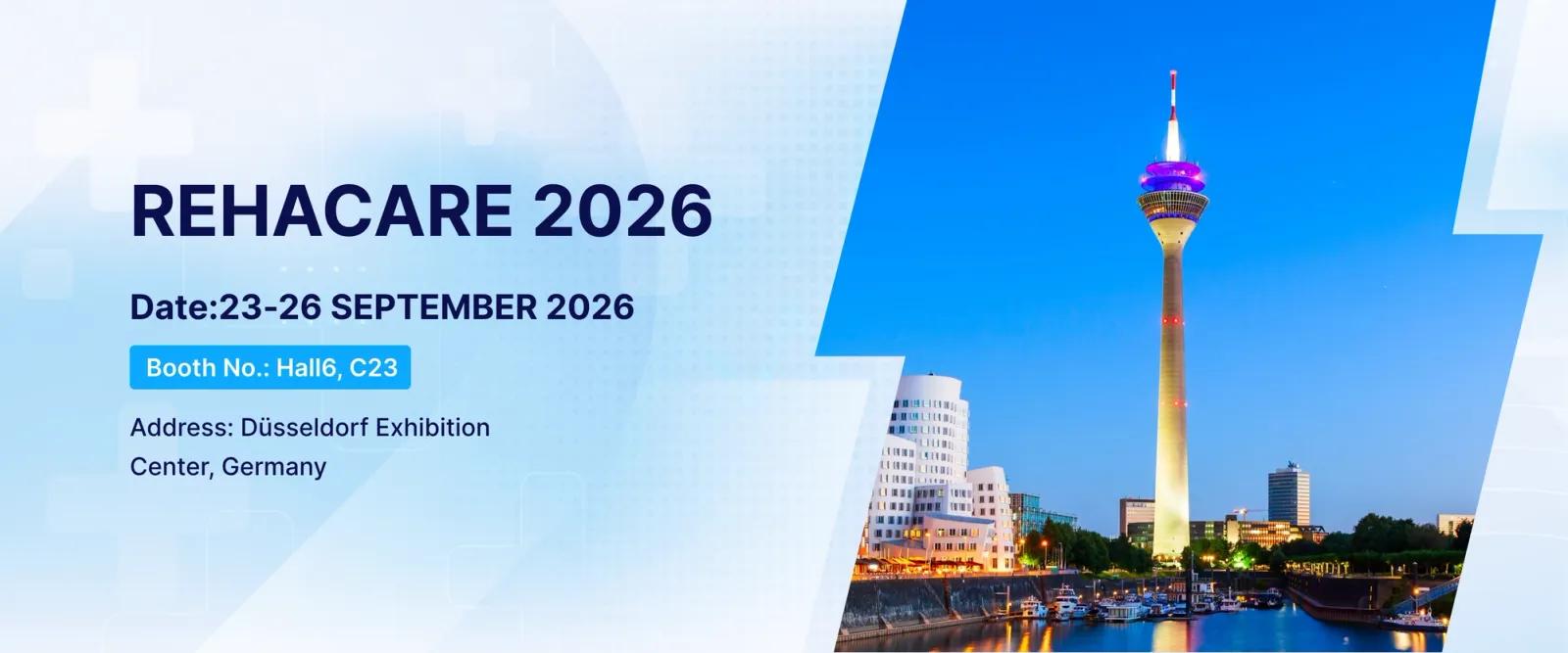 Détails de l'événement REHACARE 2026 : 23 au 26 septembre, Hall 06, Stand C23, Düsseldorf, Allemagne