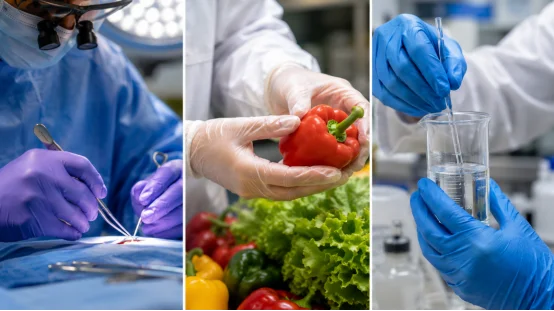 Aplicaciones médicas, de manipulación de alimentos y de guantes desechables de laboratorio.