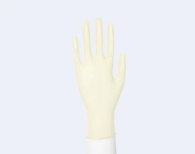 Cream Disposable Latex Gloves Product Display