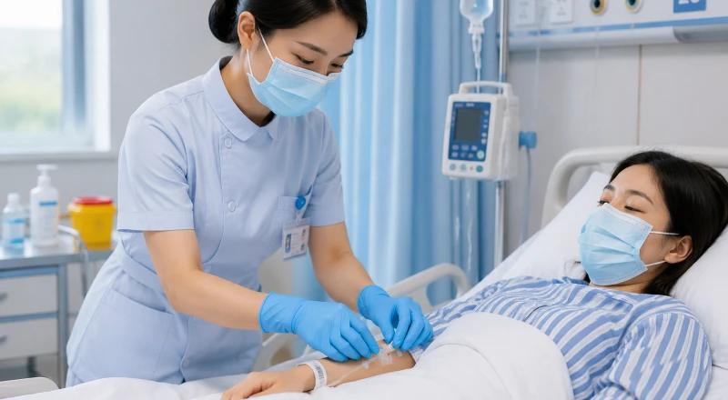 Guantes de examen de nitrilo para atención sanitaria y enfermería