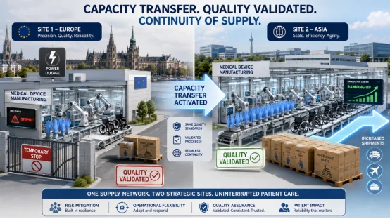Infographie sur le transfert de capacité de fabrication de dispositifs médicaux